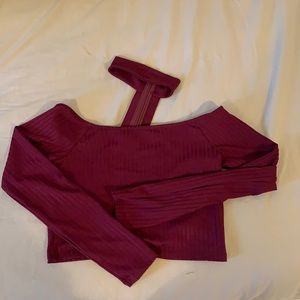 Burgundy crop top with neck liner